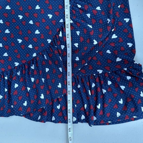 Talbots Ruffle Dress Size 20W Navy Blue Heart Print - Picture 9 of 10